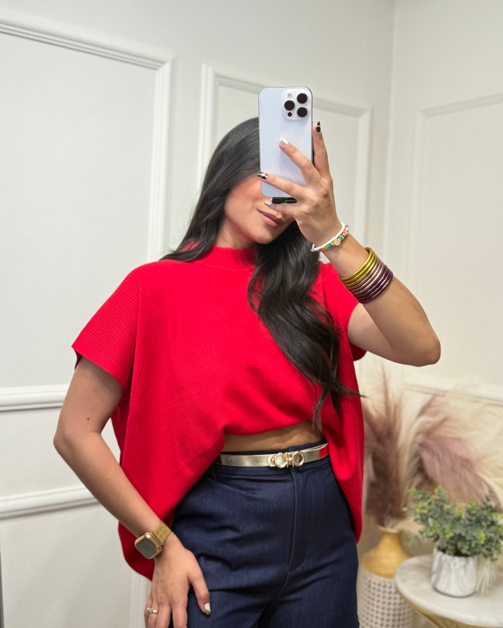 Red Oversize Blouse