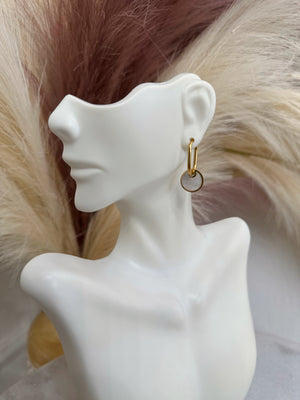 Pearl charm hoop earrings