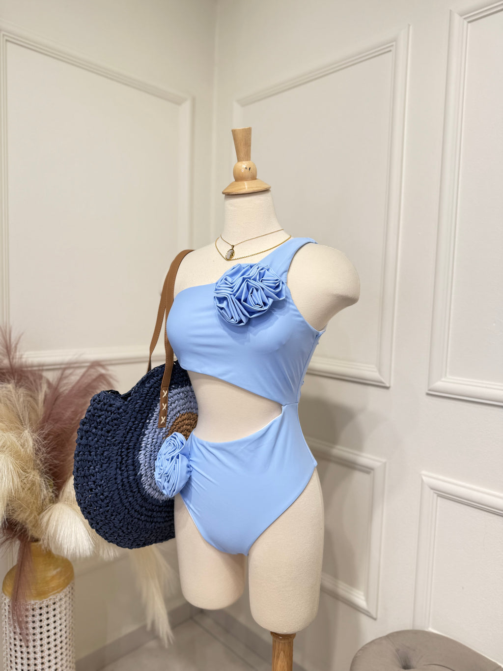 Swimwear blue flower