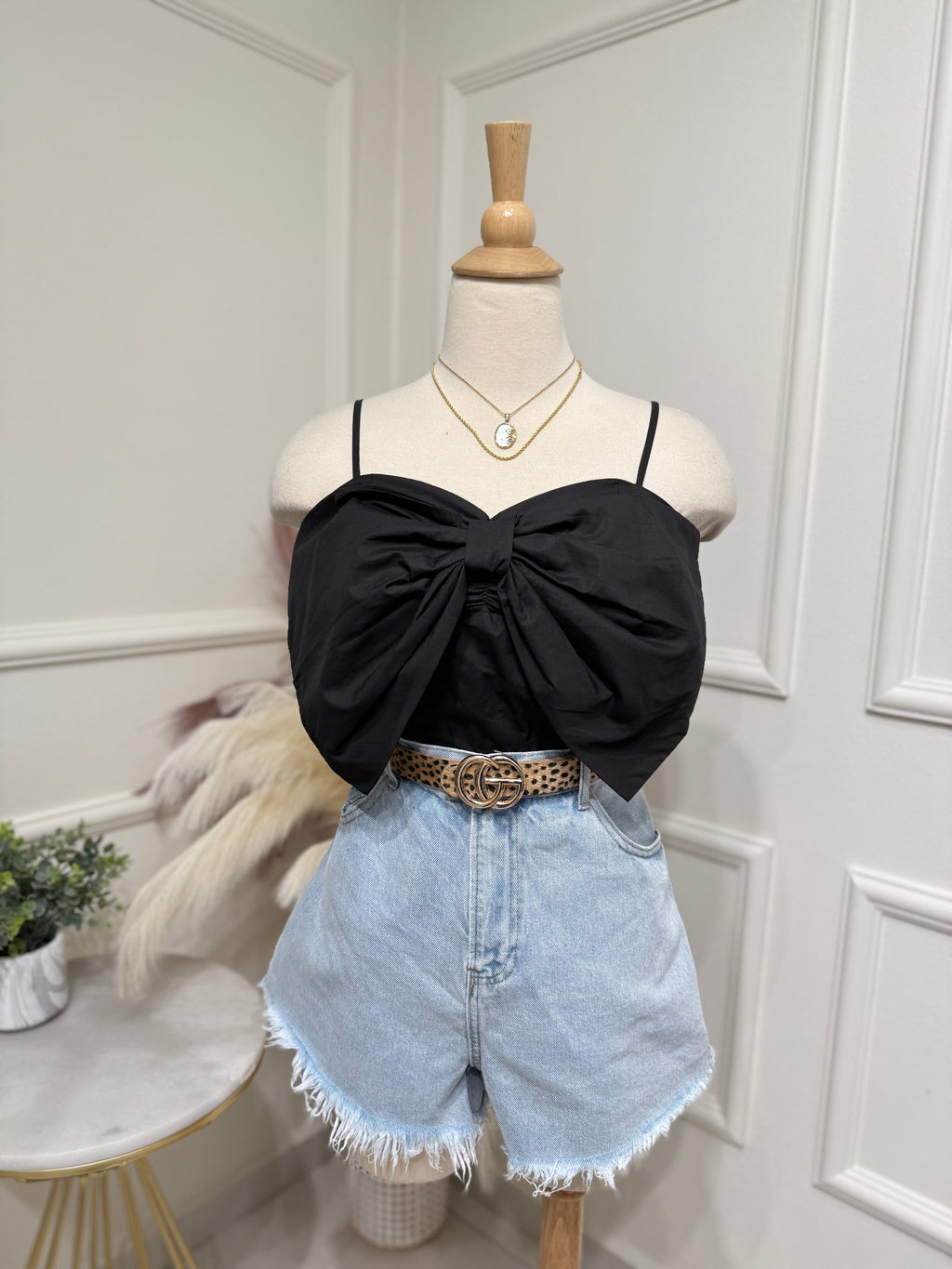 Bow Black Blouse