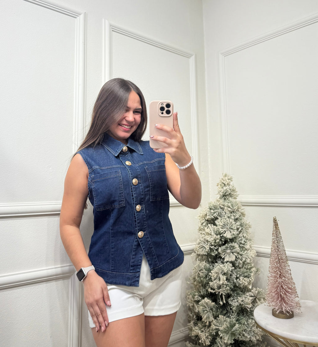 Denim Formal Top