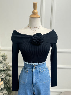 Black Flower Sweater