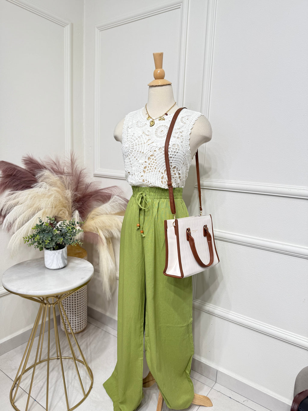 Green boho pant