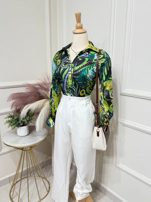 Green Office Blouse