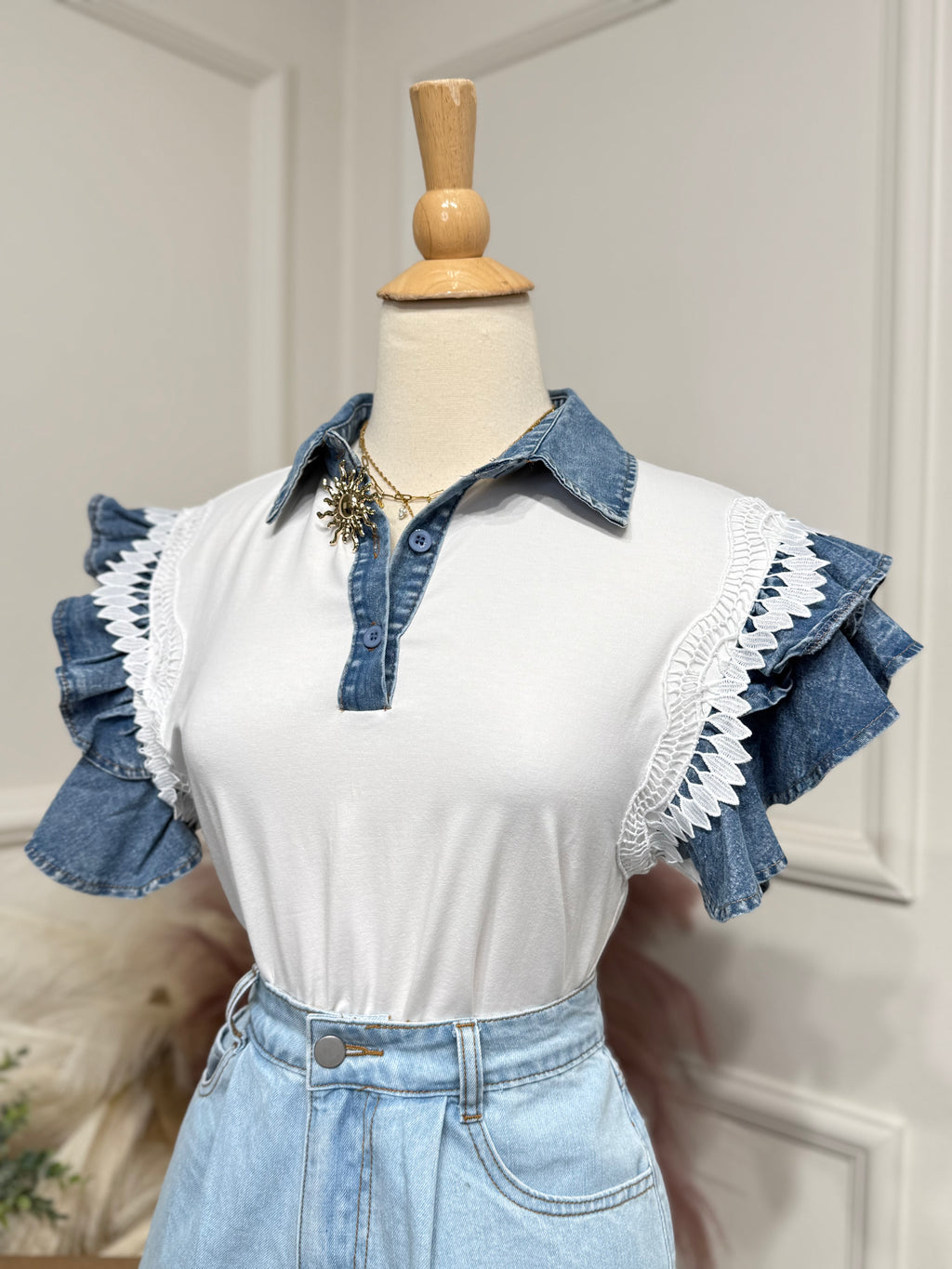 White & Denim Sun Blouse