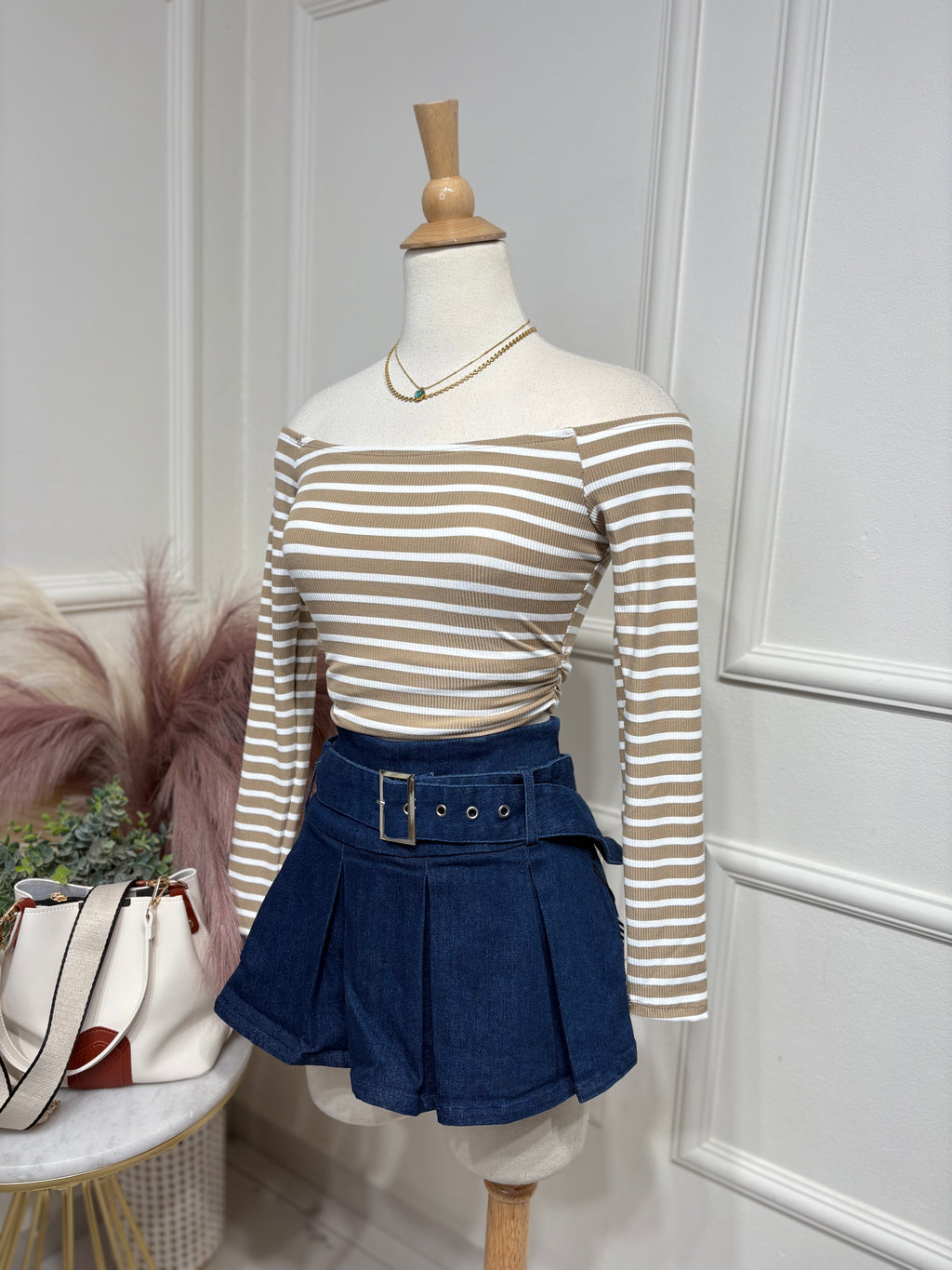Cream Lines Top
