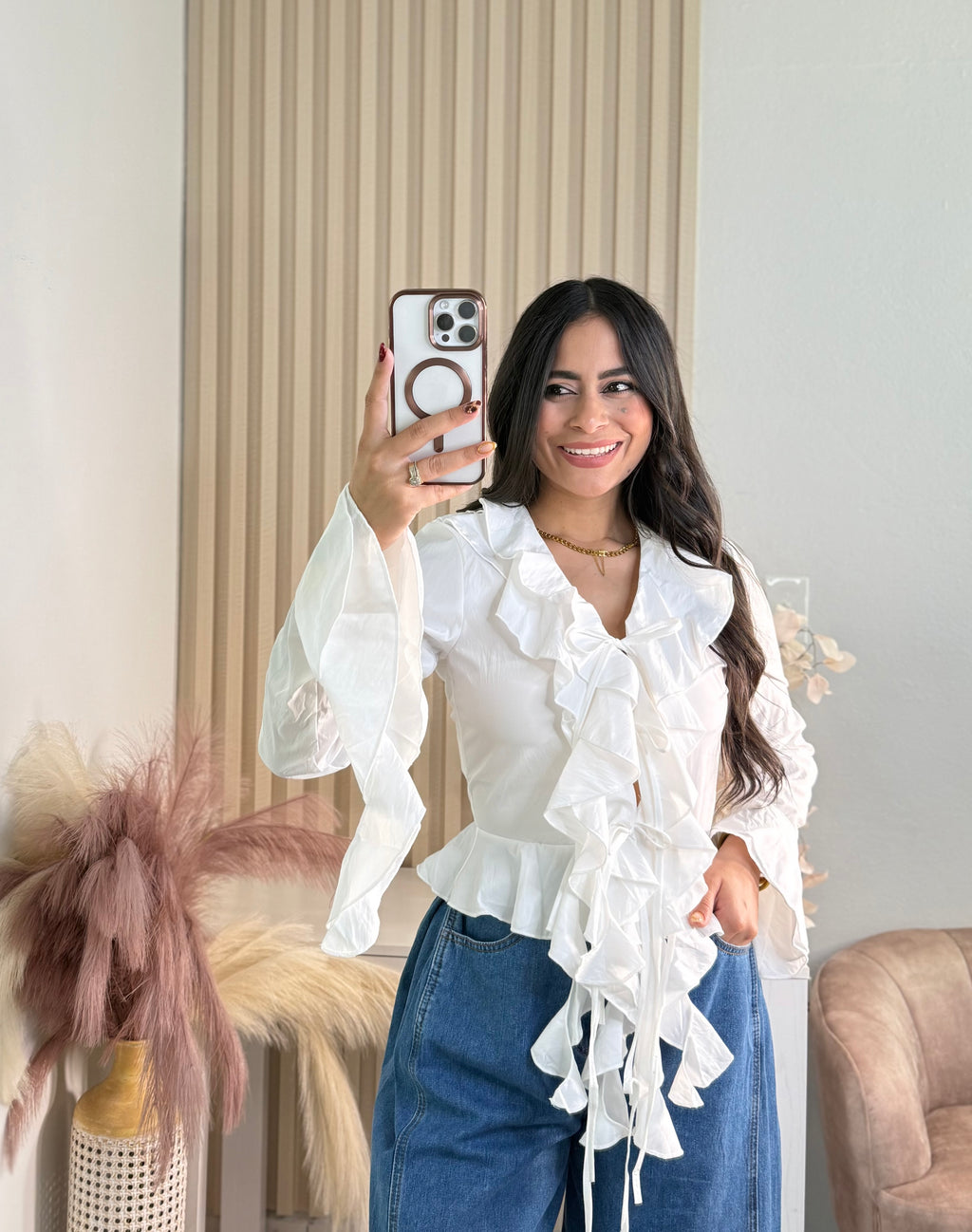 Ruffles top white