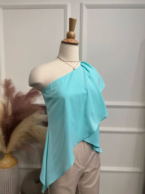 Aqua long ruffles blouse