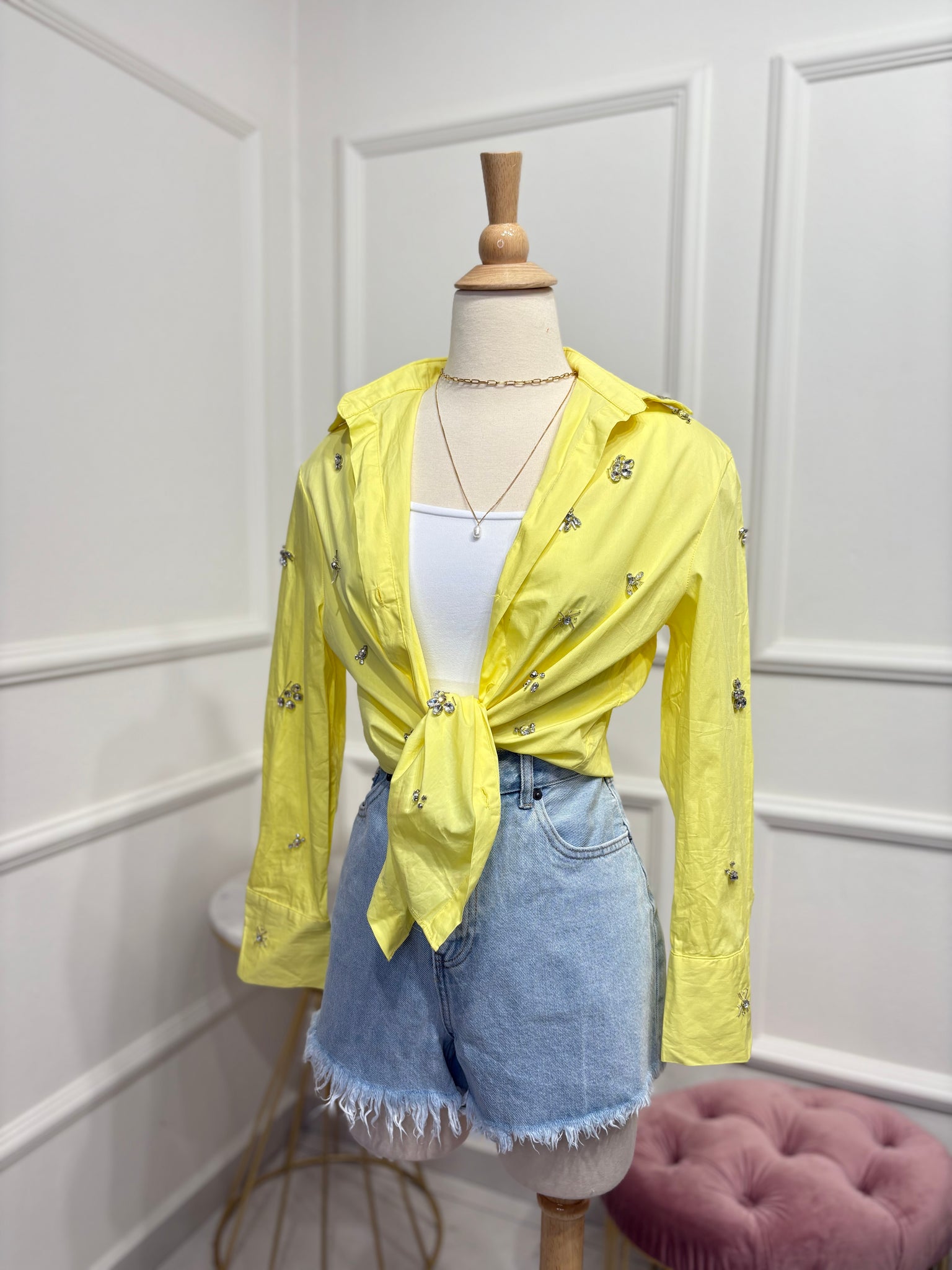 T shirt blouse (pink and yellow)