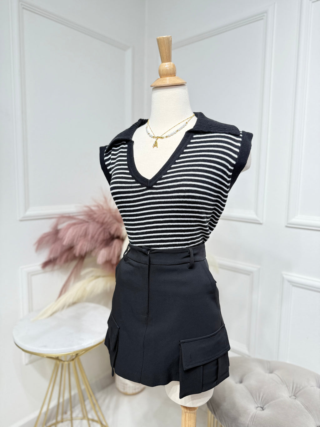 Knit blouse black
