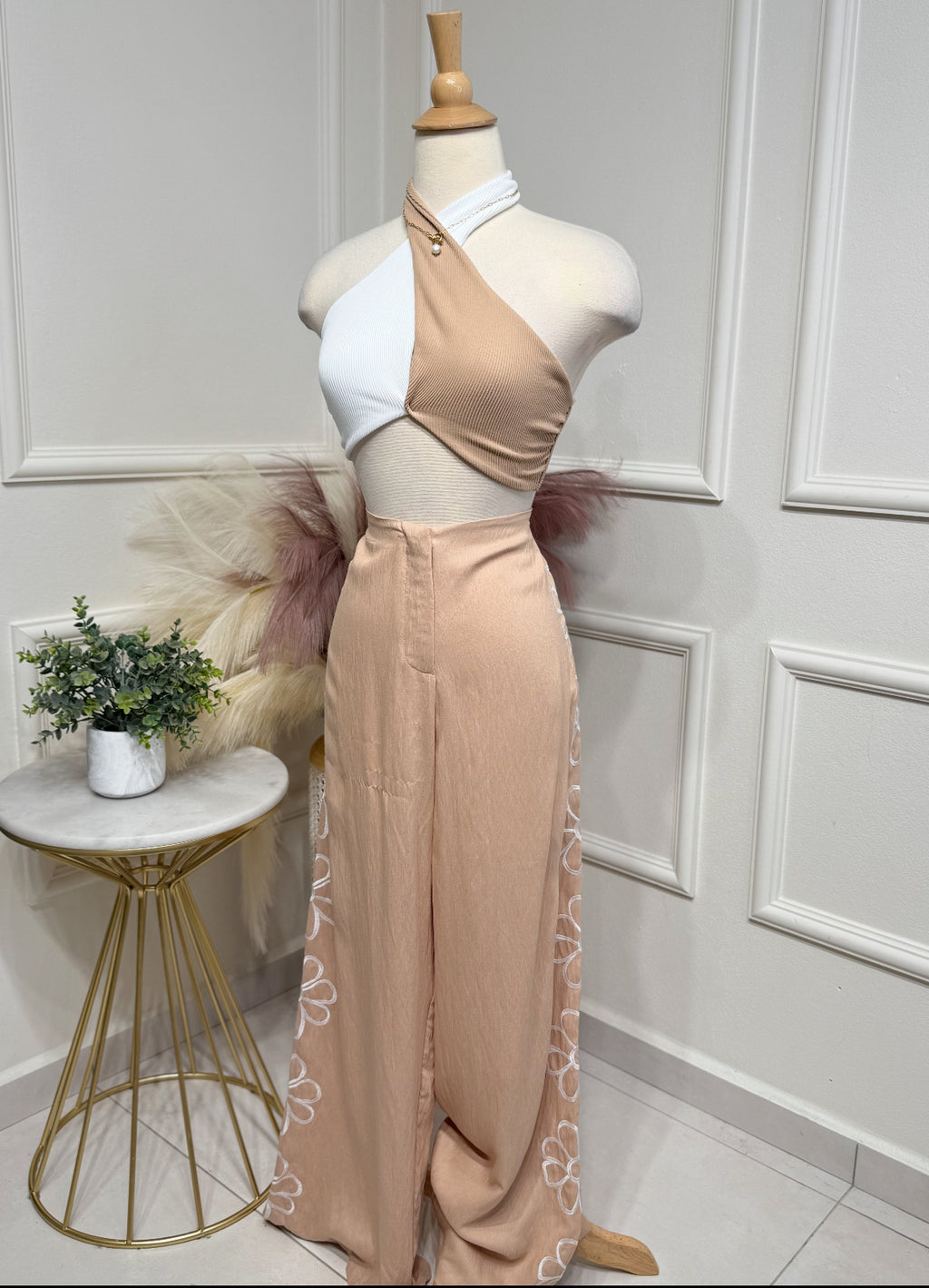 Cream floral Pant