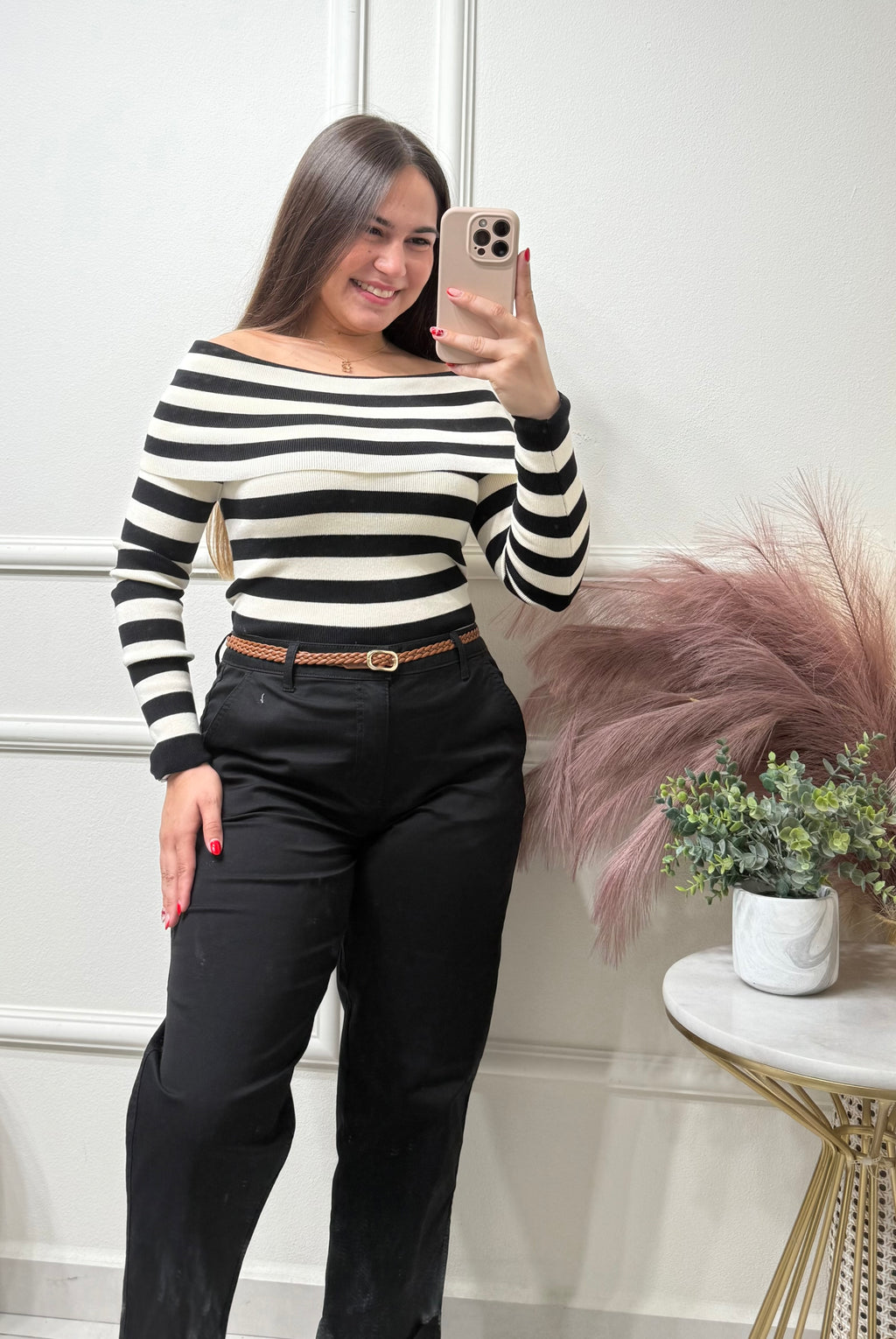 Black & White Sweater Top