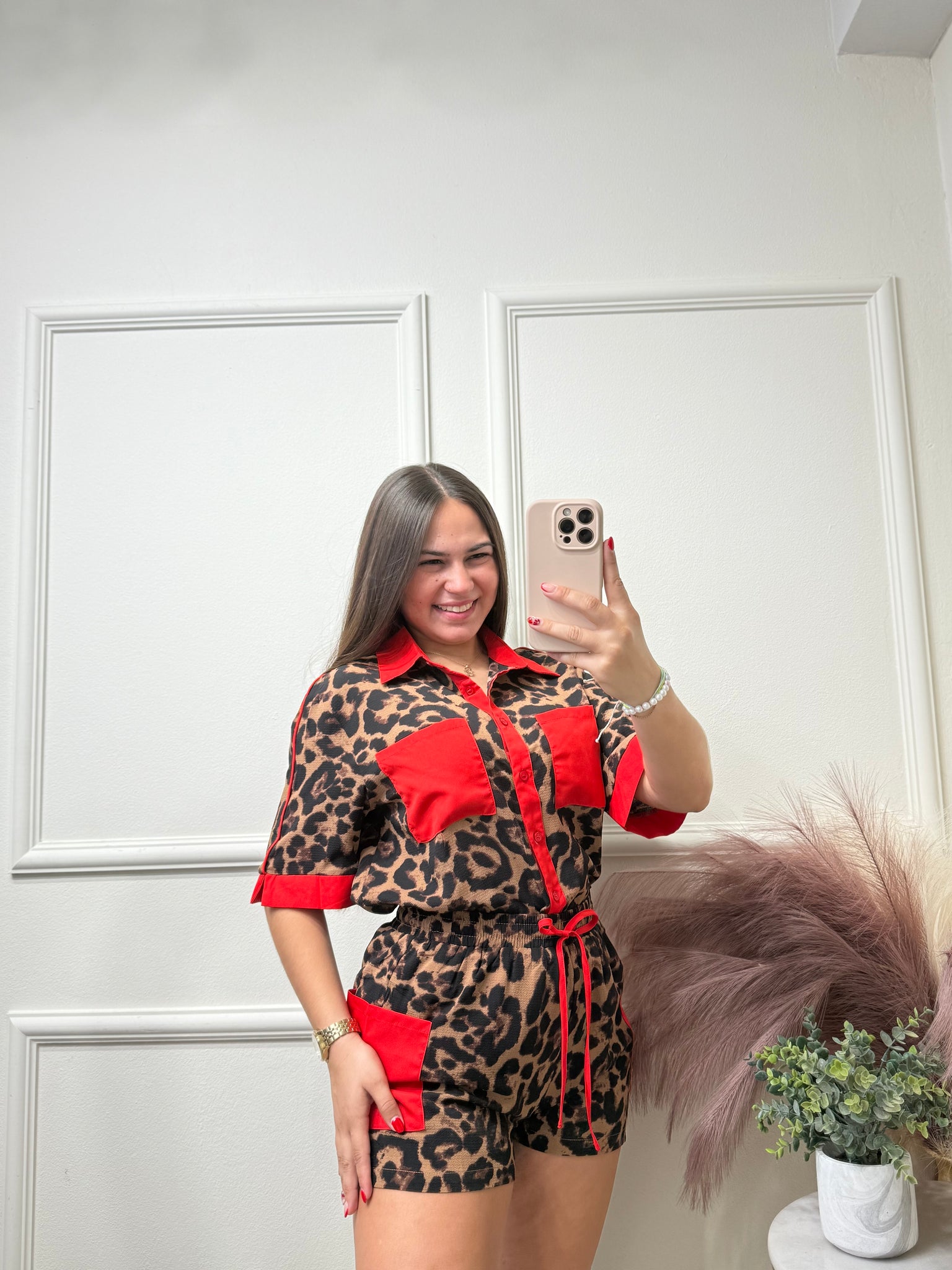 Animal Print & Red Set