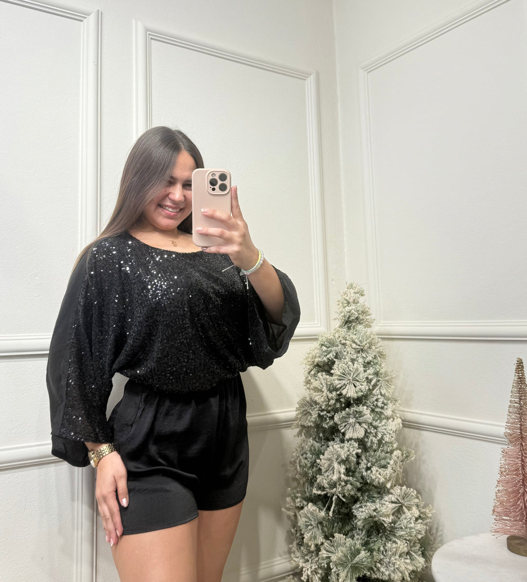 Black sequin romper