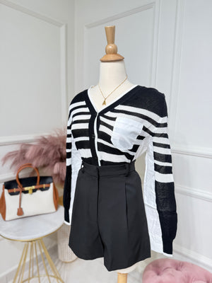 Black & white striped blouse