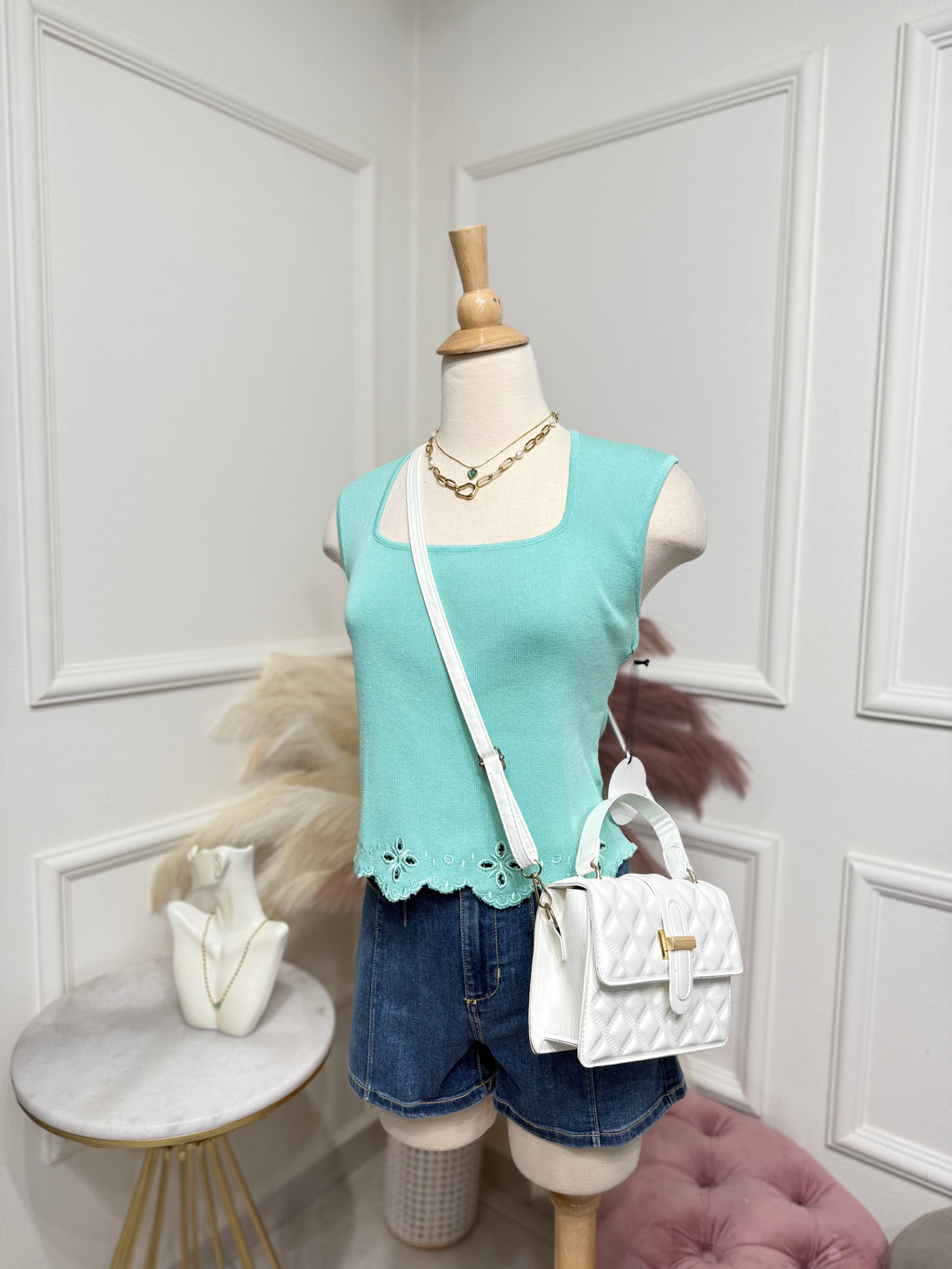 Cyan Flower Top