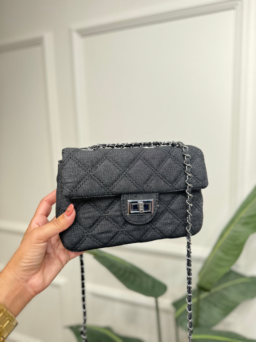 Black denim purse