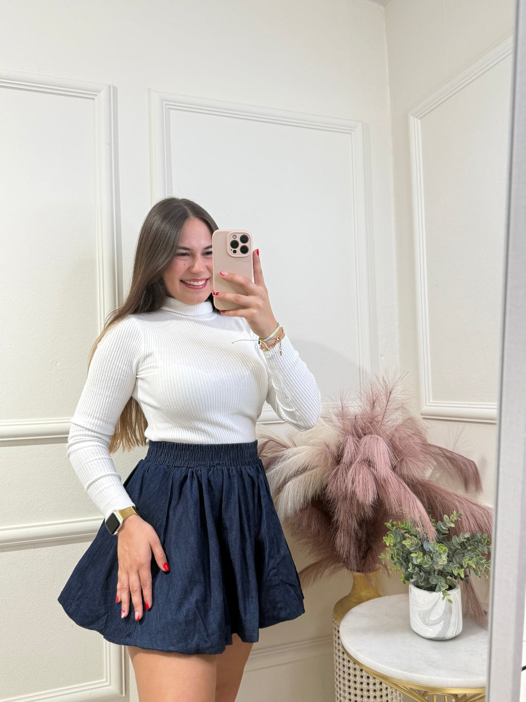 White Turtleneck Top