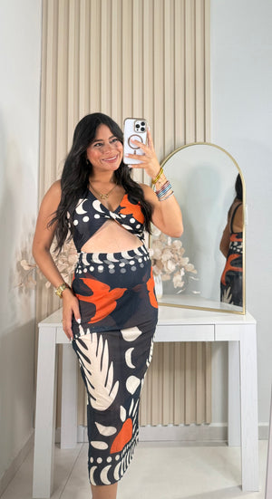 Black & Orange Swimsuit