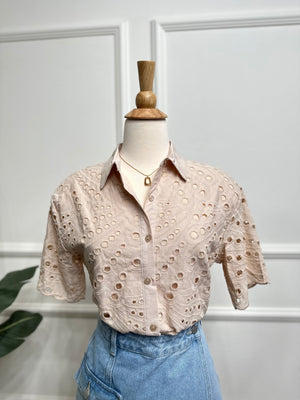 Eyelet Nude Blouse