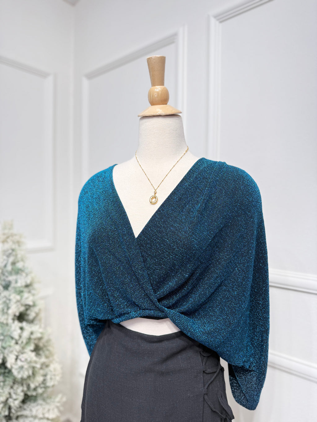 Blue shiny blouse