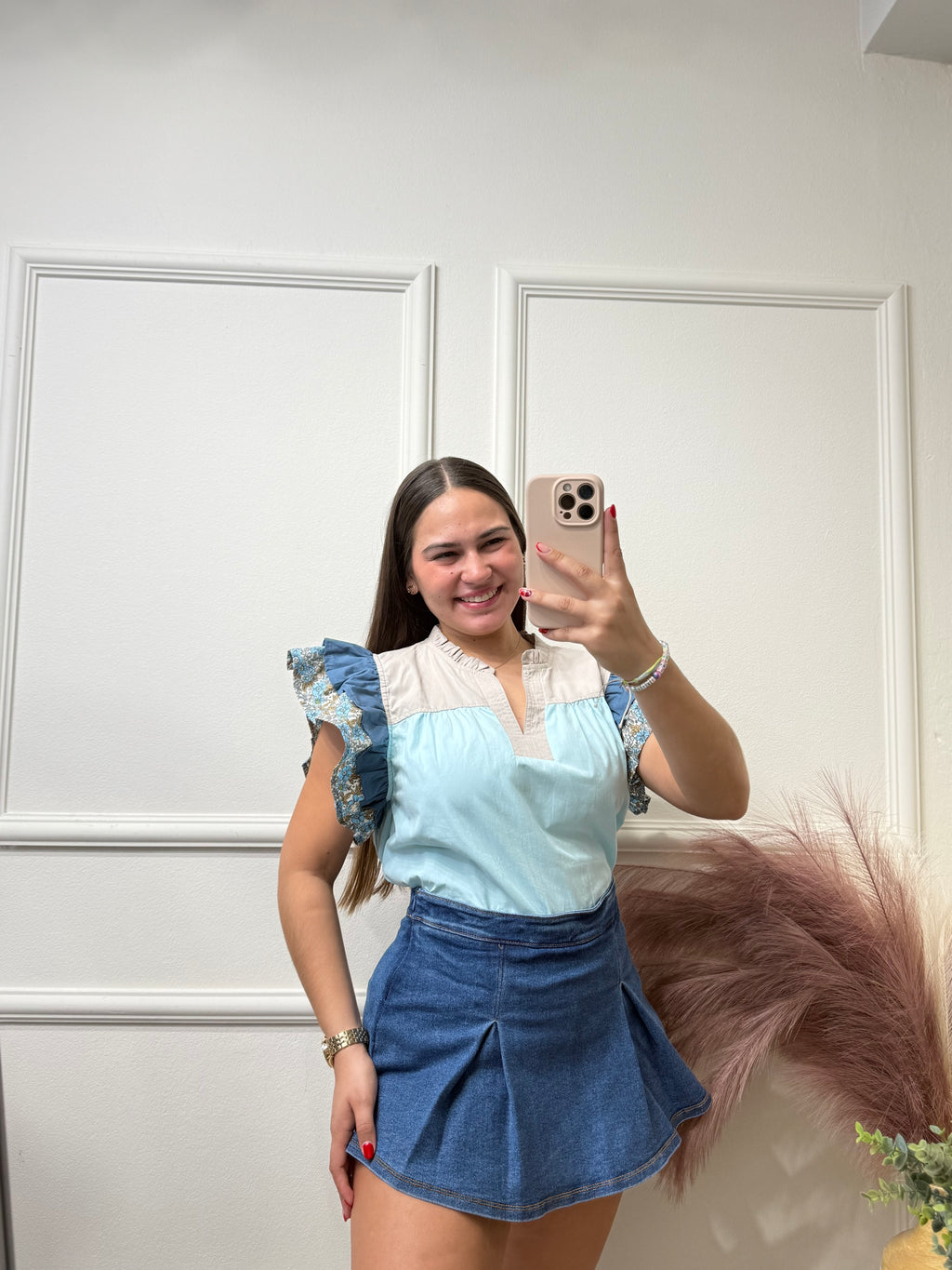 Blue & Gray Blouse