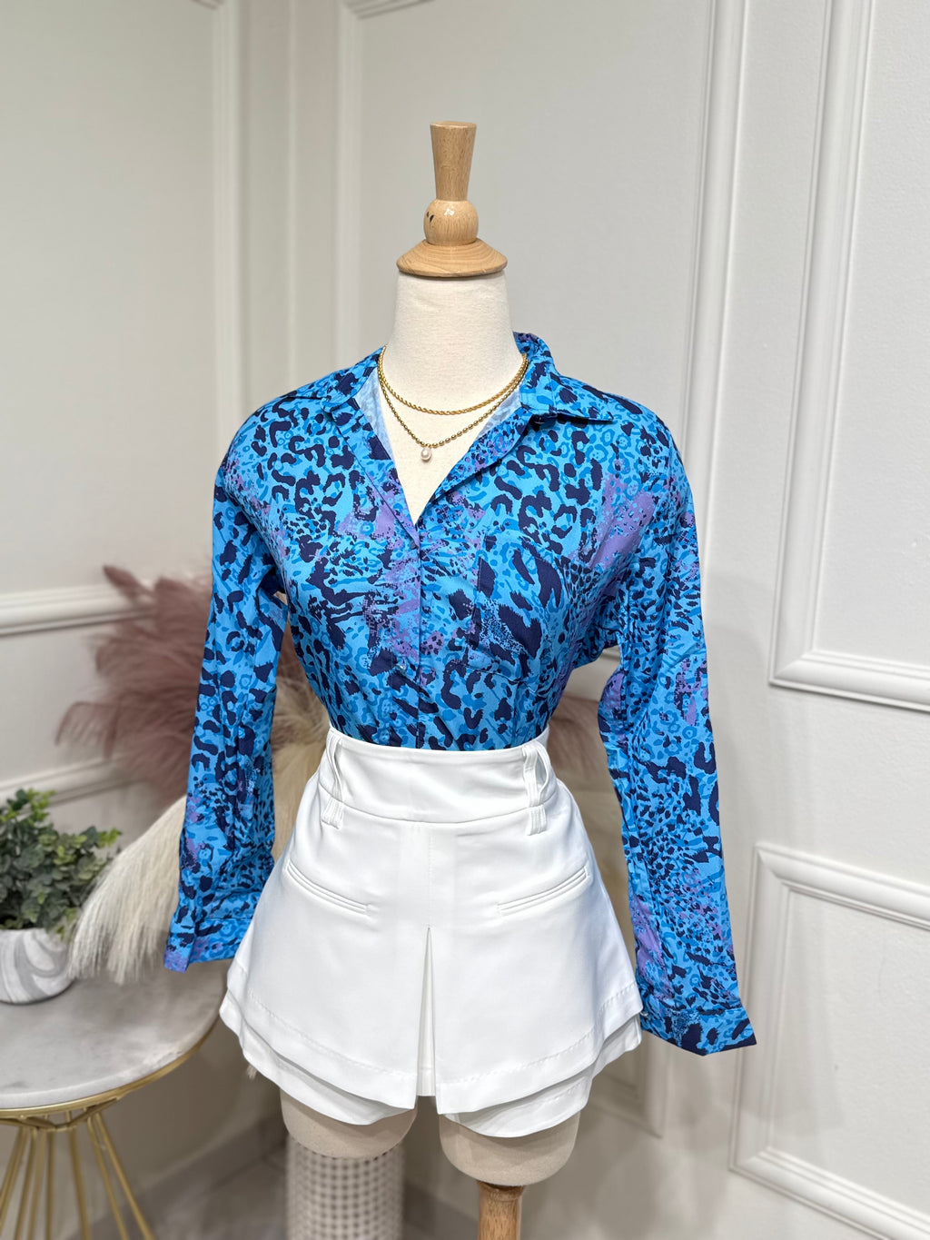 Blue print blouse