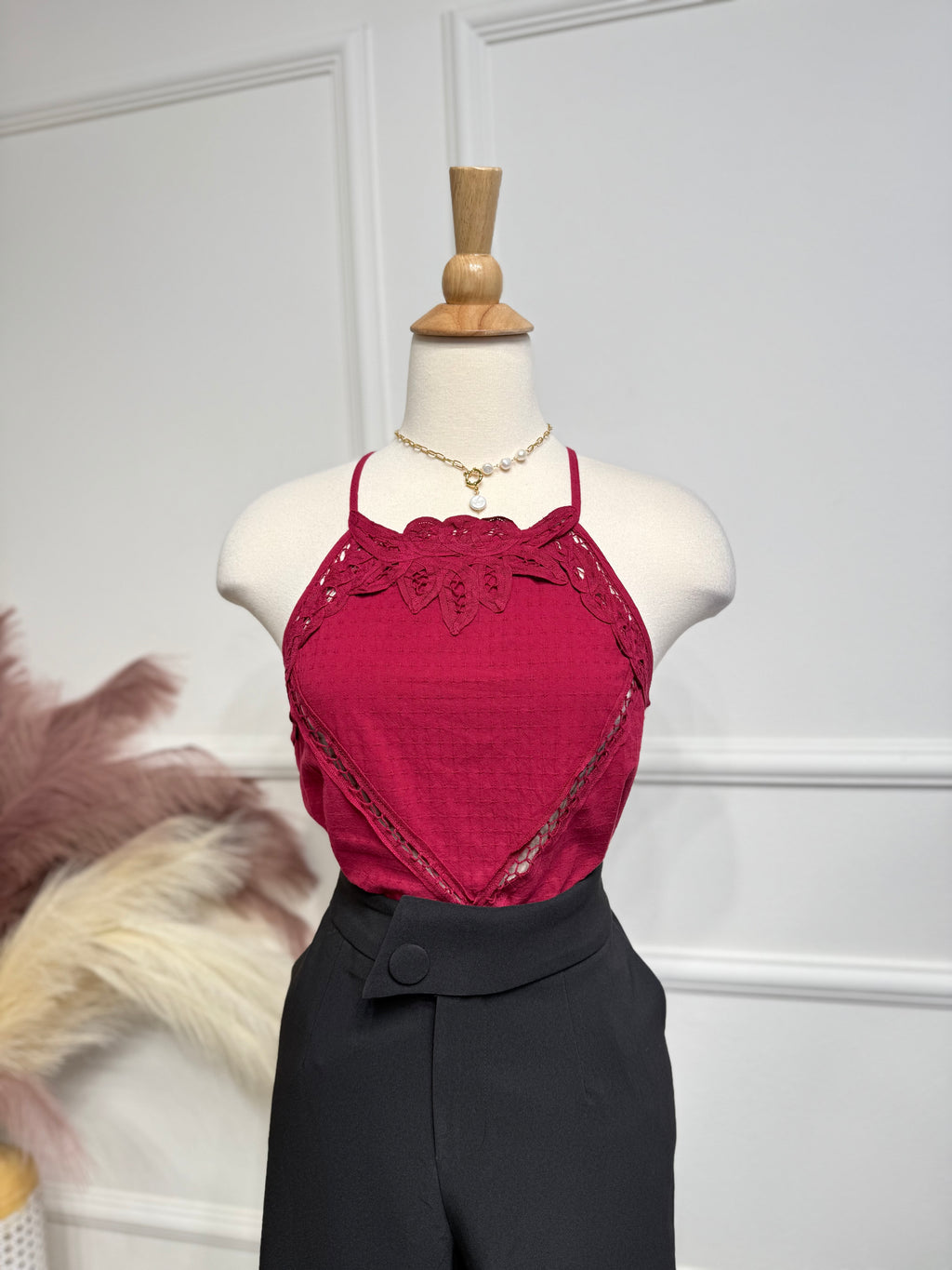 Wine details blouse