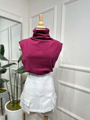 Halter Neck Magenta Blouse