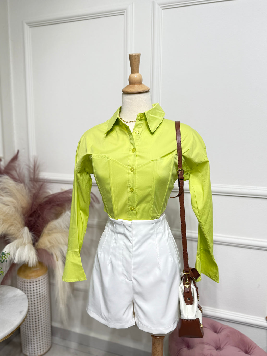Lime corset blouse