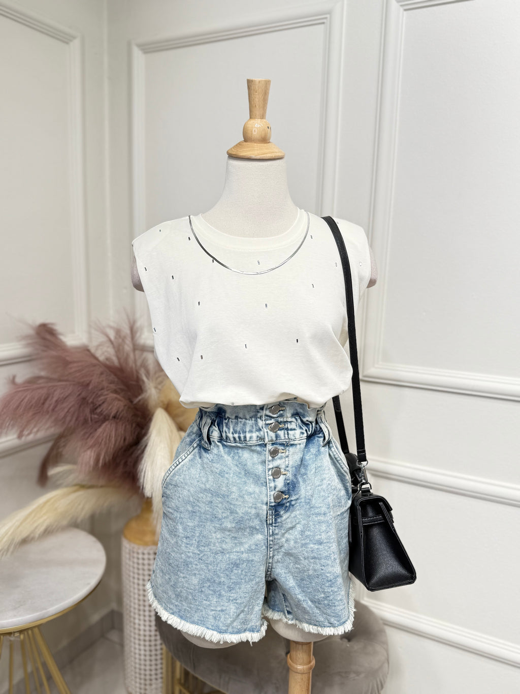 Light denim shorts
