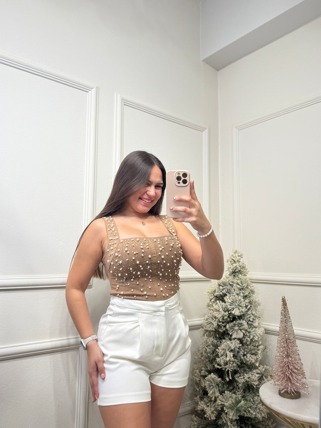 Cream Shinning Top