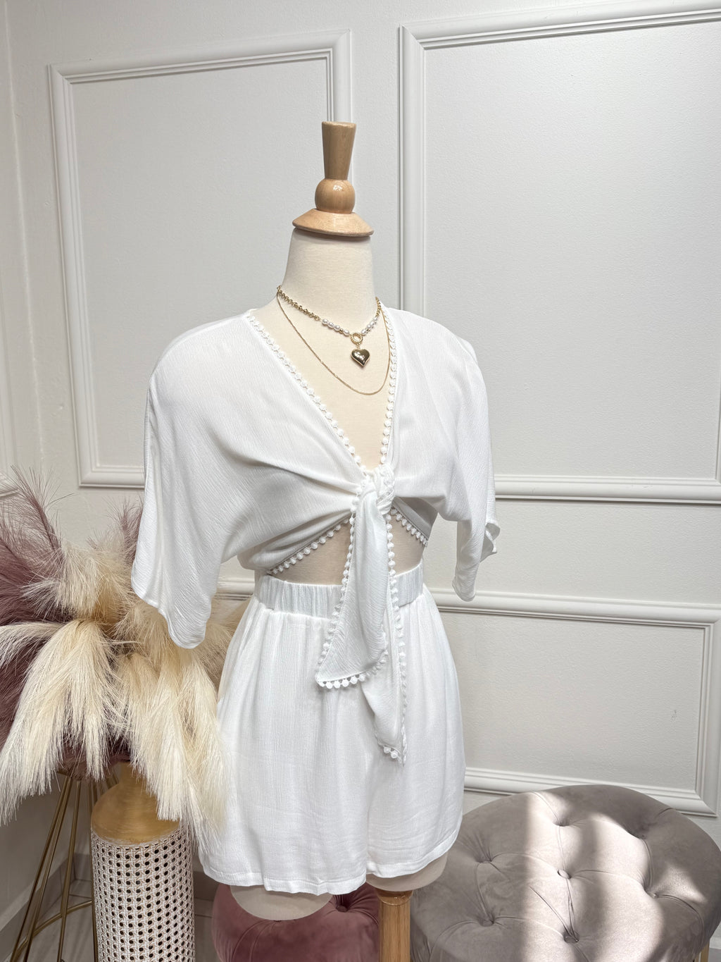 White Boho Romper