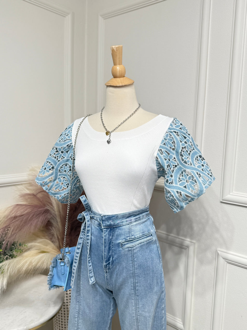 White & Denim Blouse