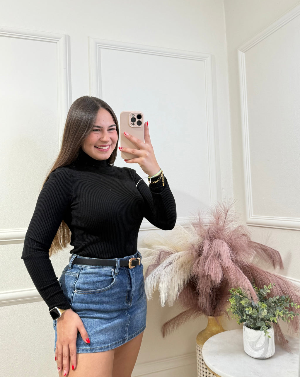 Black Turtle Neck Top