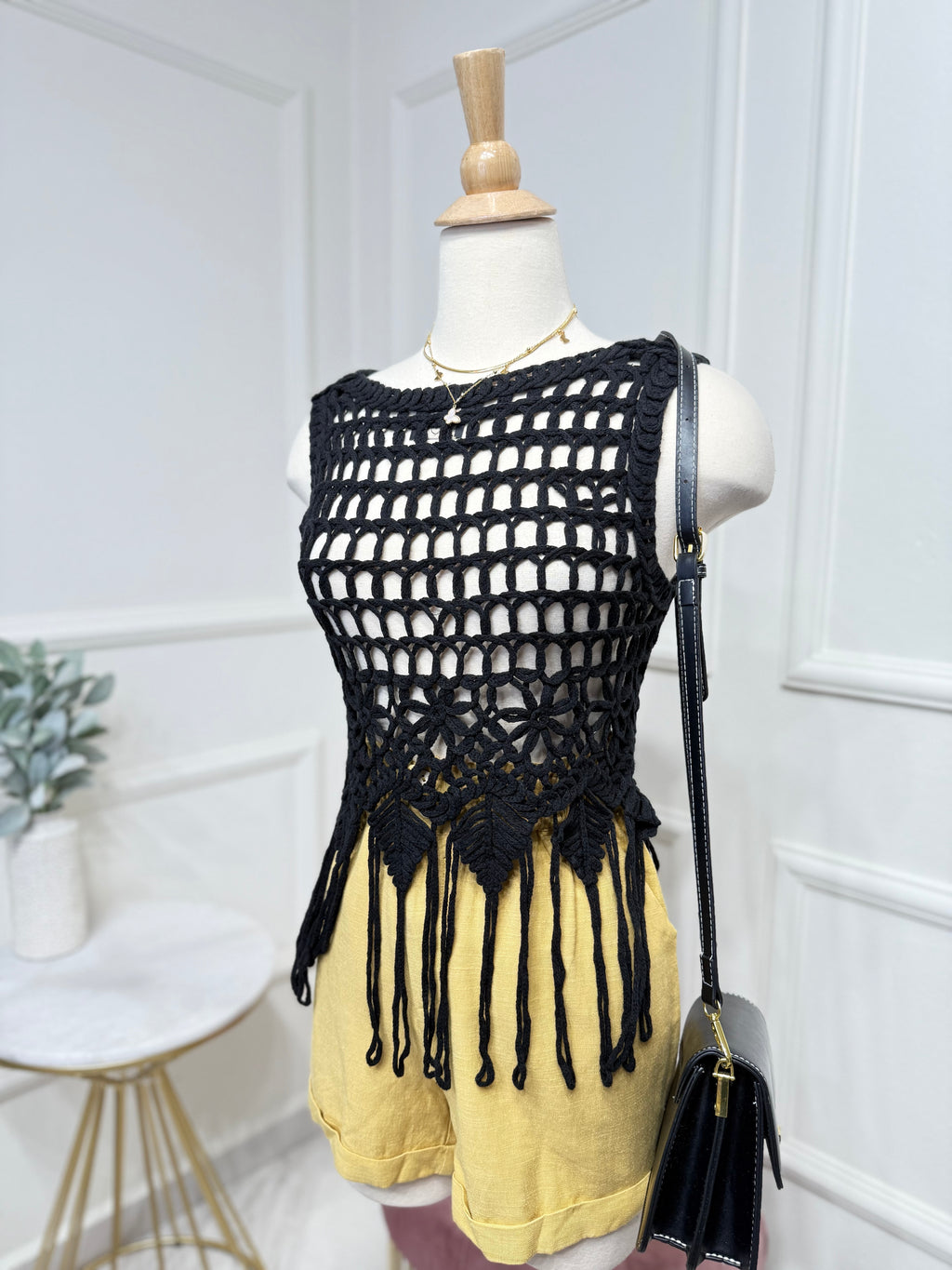Black crochet top