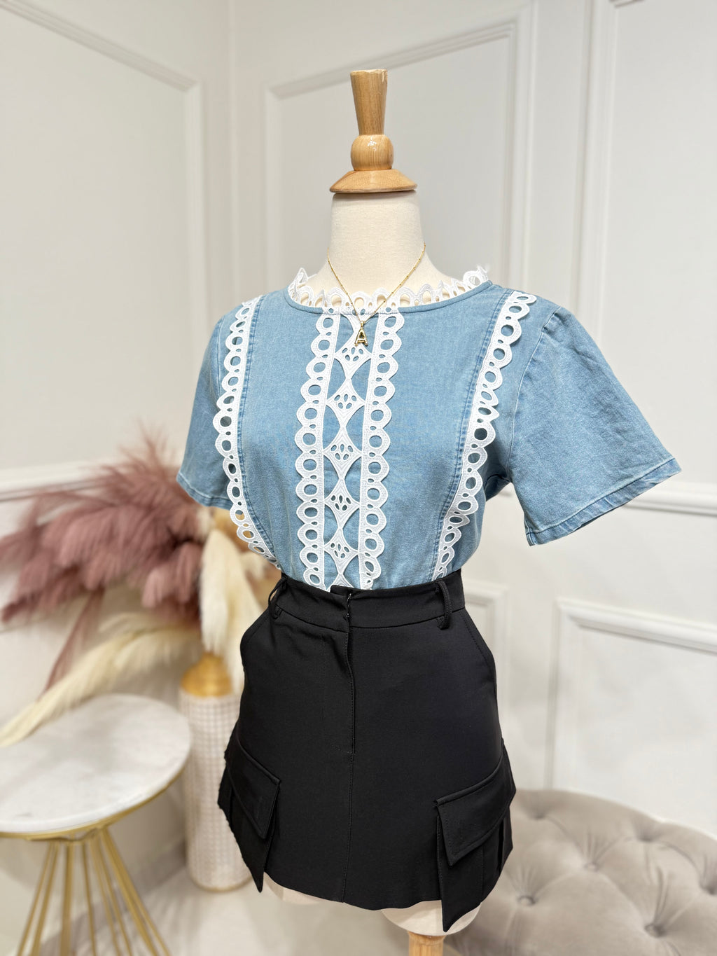 Denim soft blouse