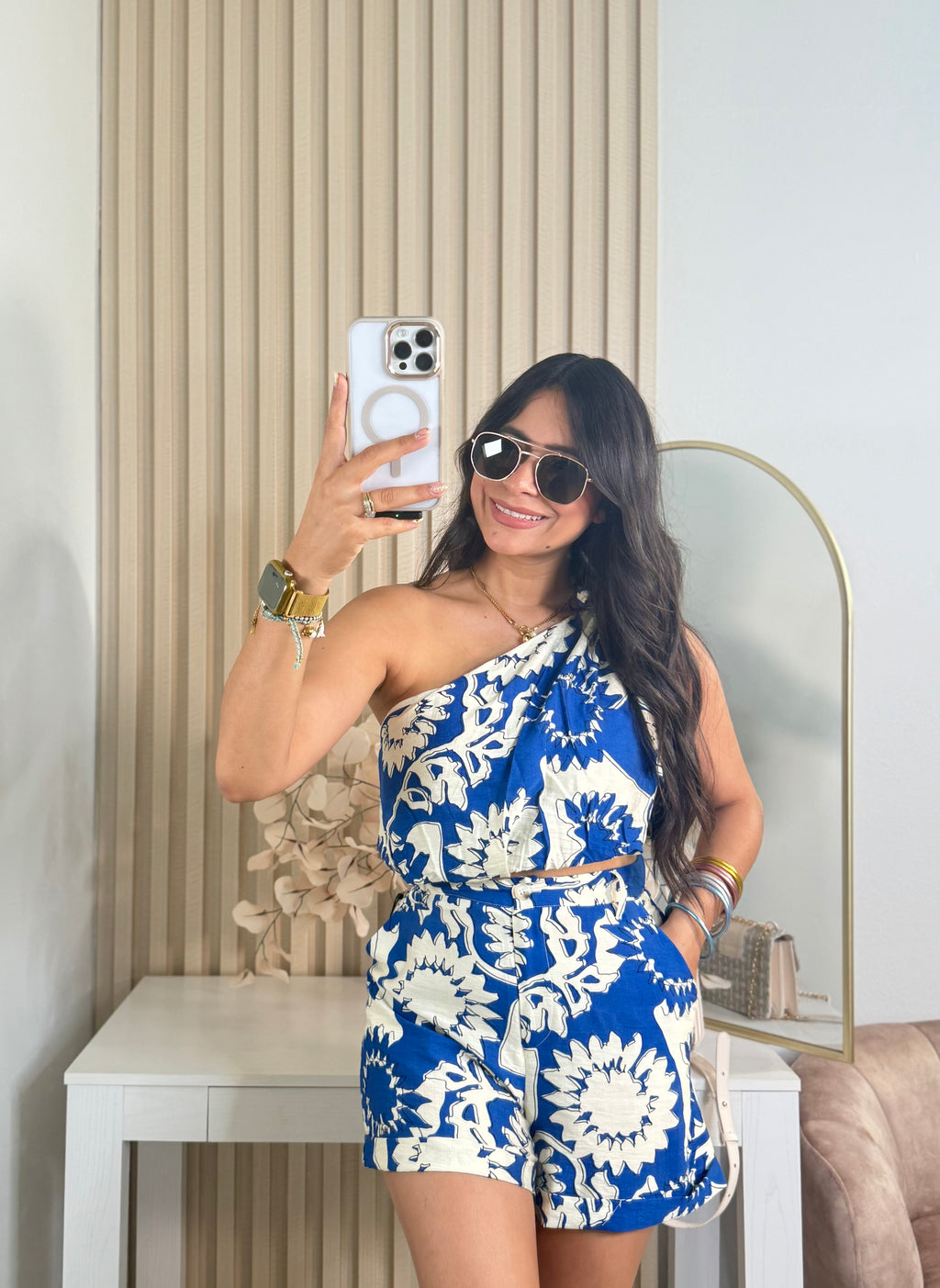 Blue one shoulder set