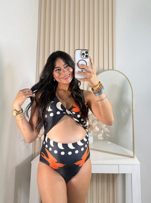 Black & Orange Swimsuit