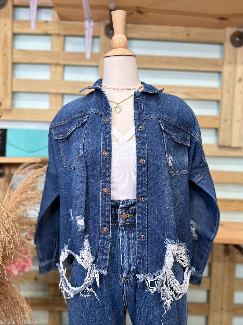 Dark denim ripped jacket