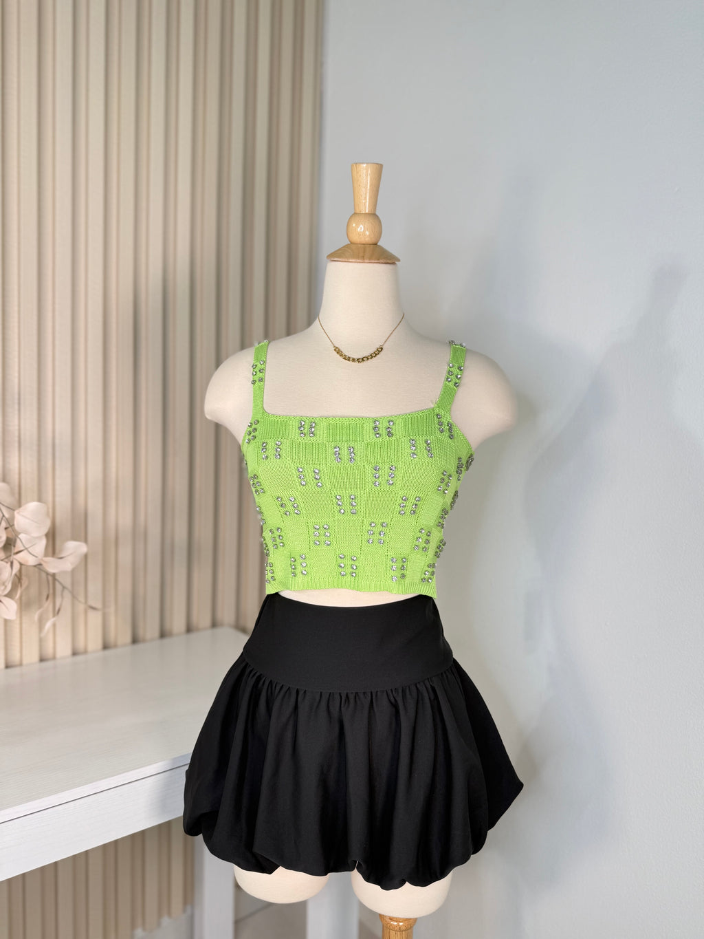 Green rhinestones top