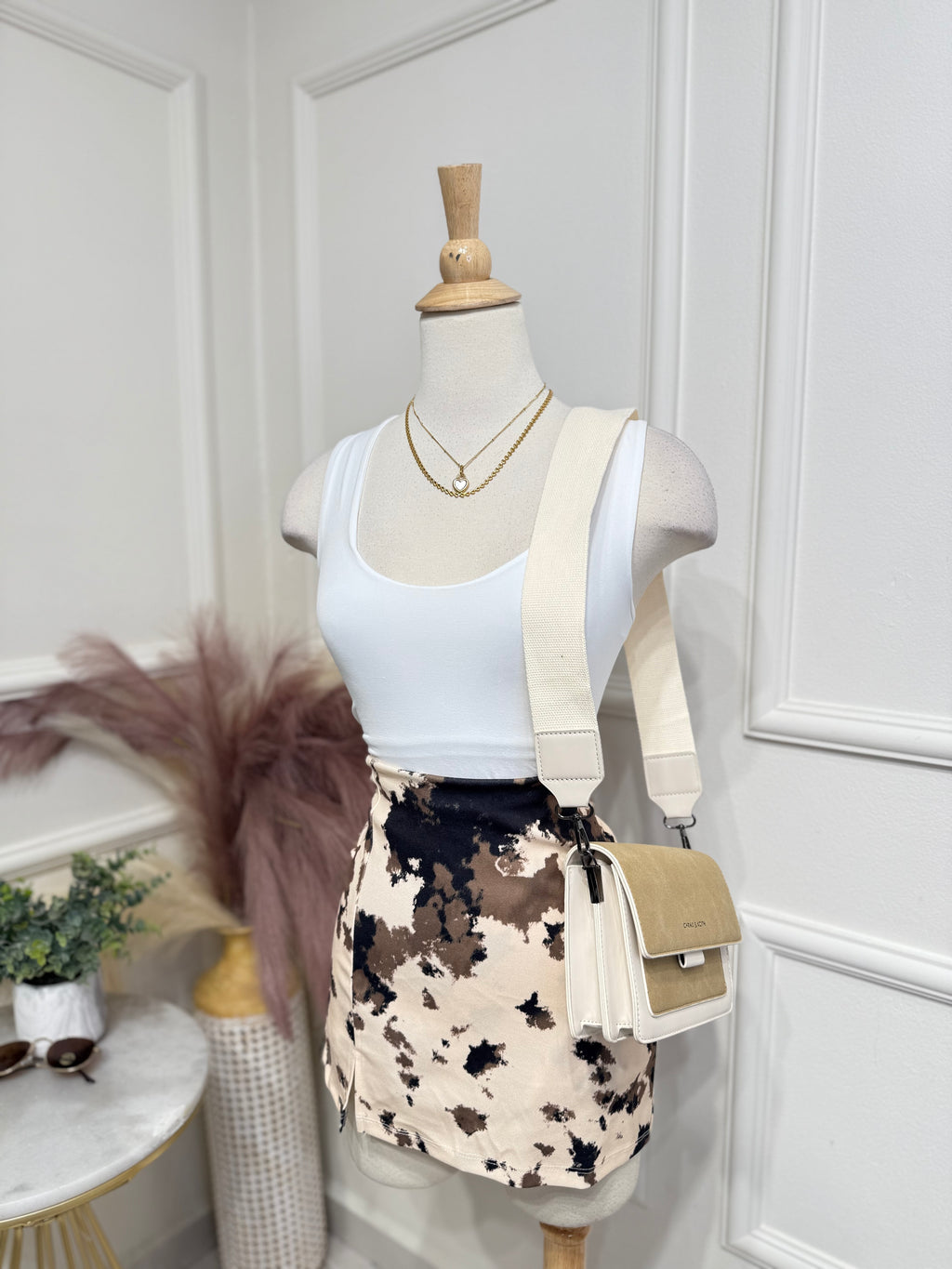 Cow print skort