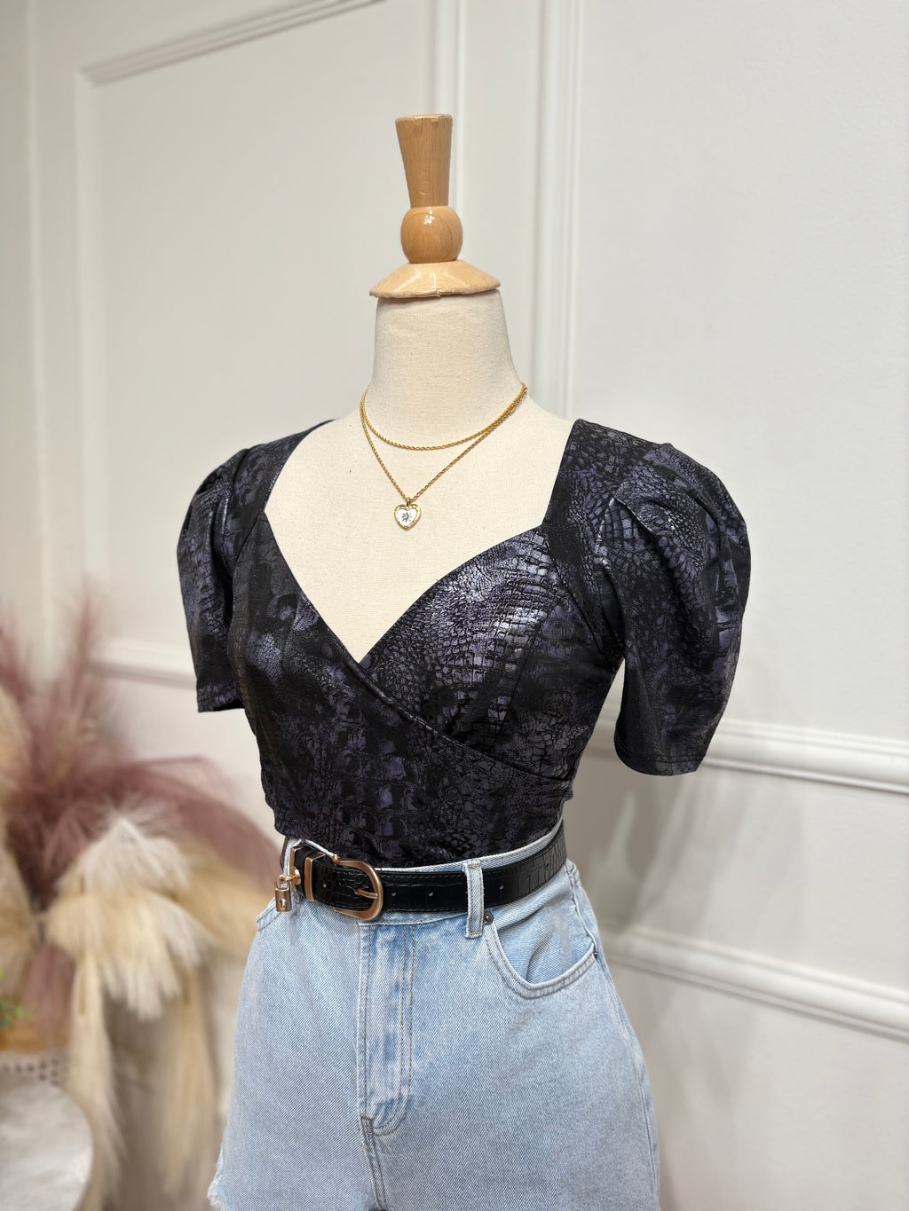 Animal Print Black Blouse