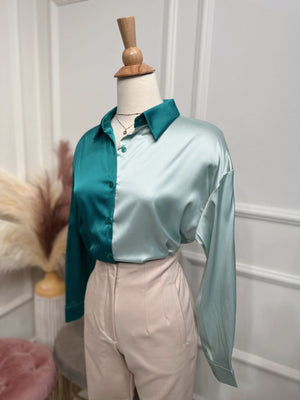 Emerald & aqua blouse