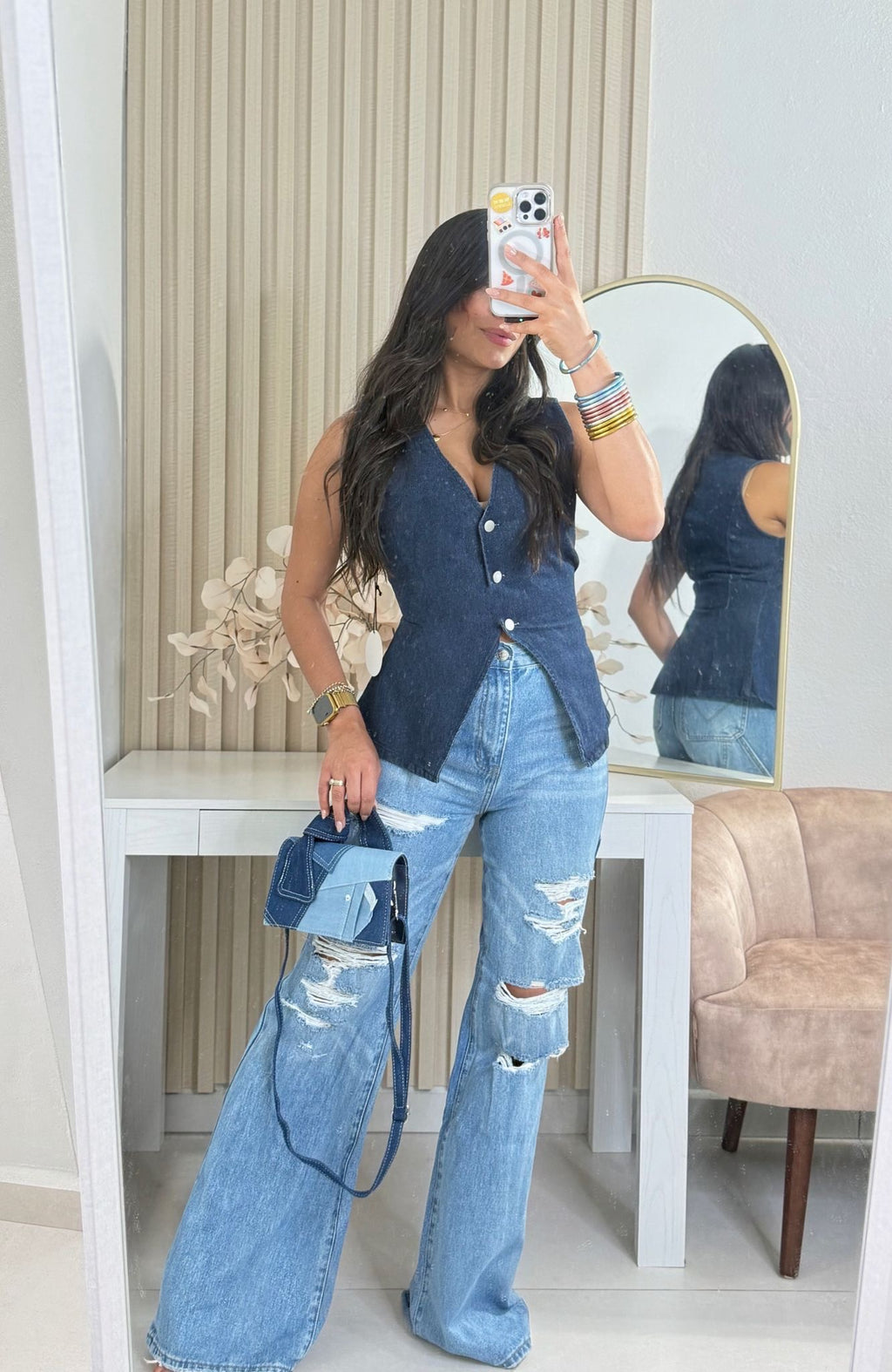 Ripped Denim Pant Vibrant