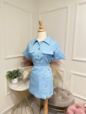 Light denim skort set