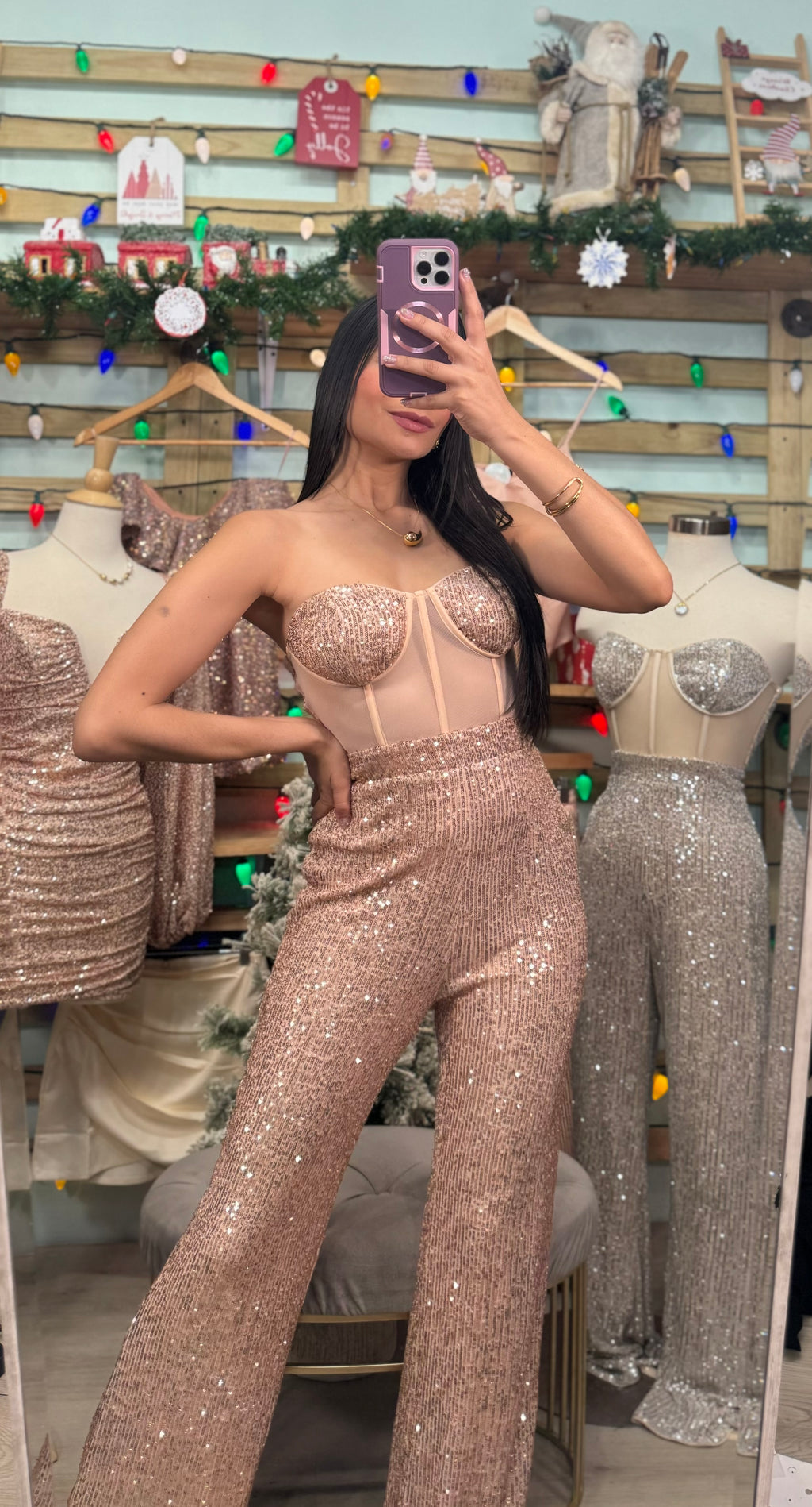 Rose Gold Sequin Jumpsuit