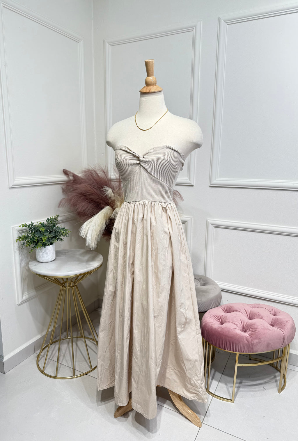 Cream Midi Dress