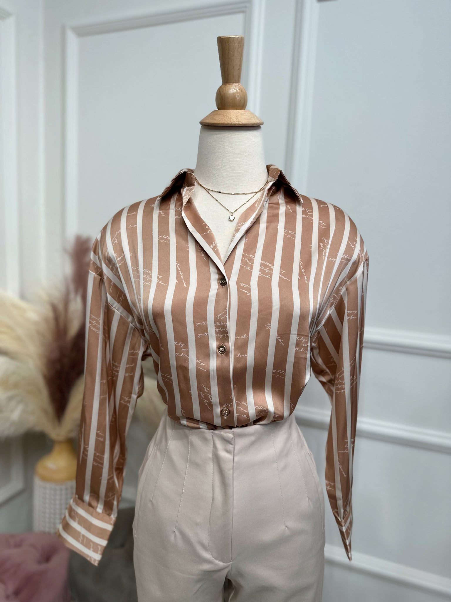 Cream stripes blouse