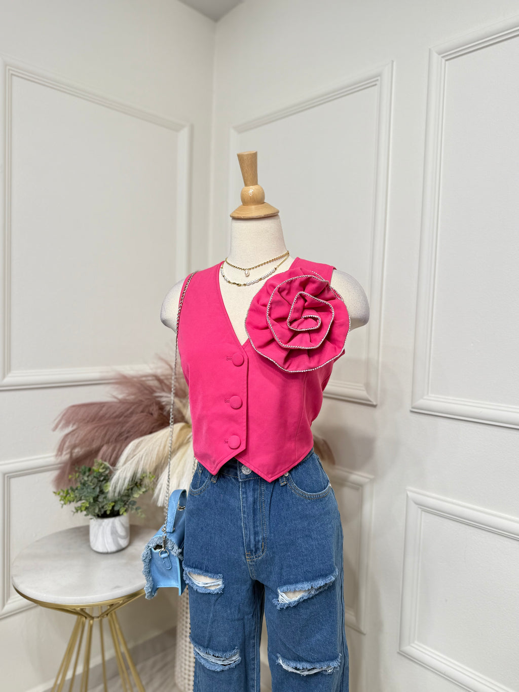 Pink Flower Vest